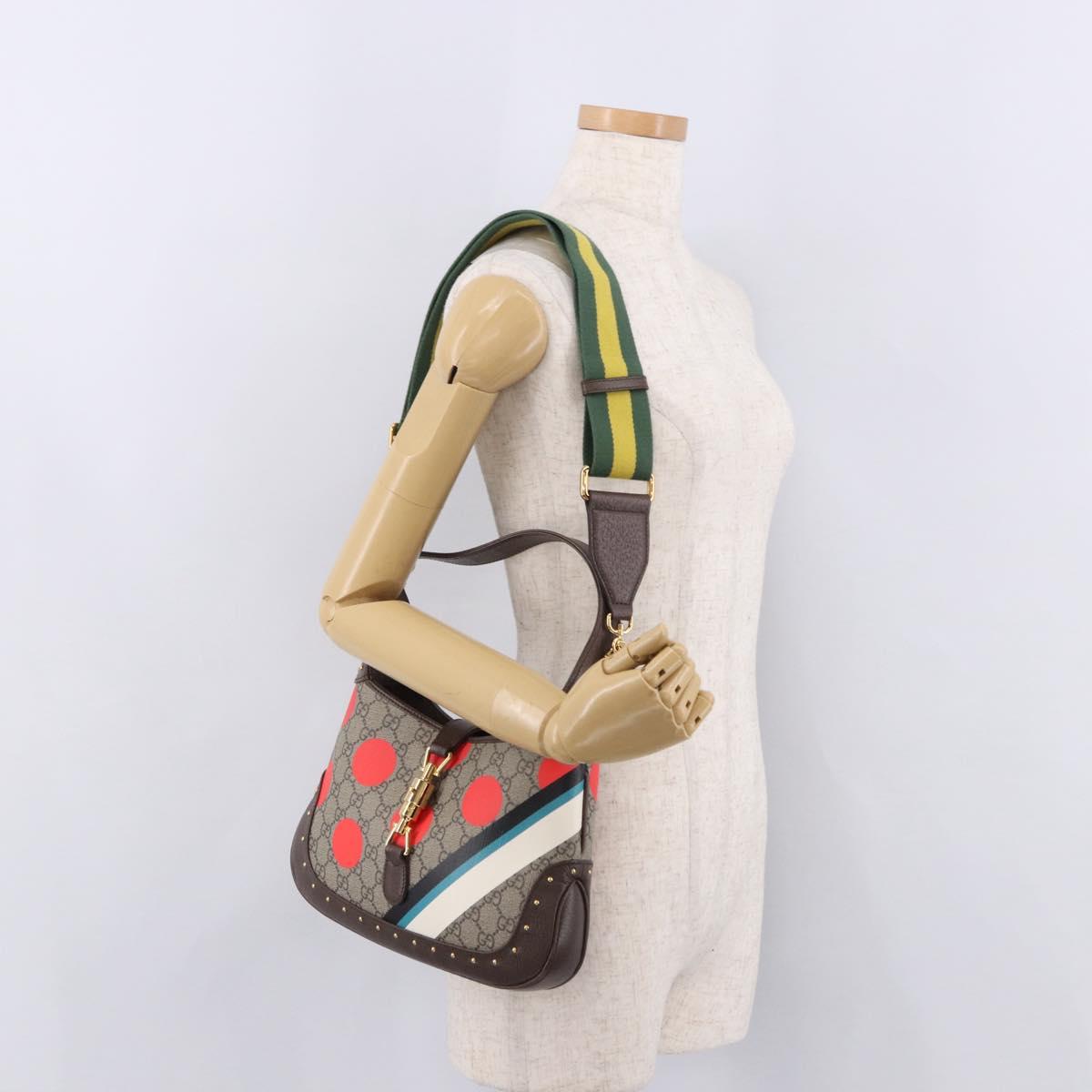 GUCCI Jackie 1961 GG Supreme Bag PVC Leather 3way Beige 678843 Auth 186639SM