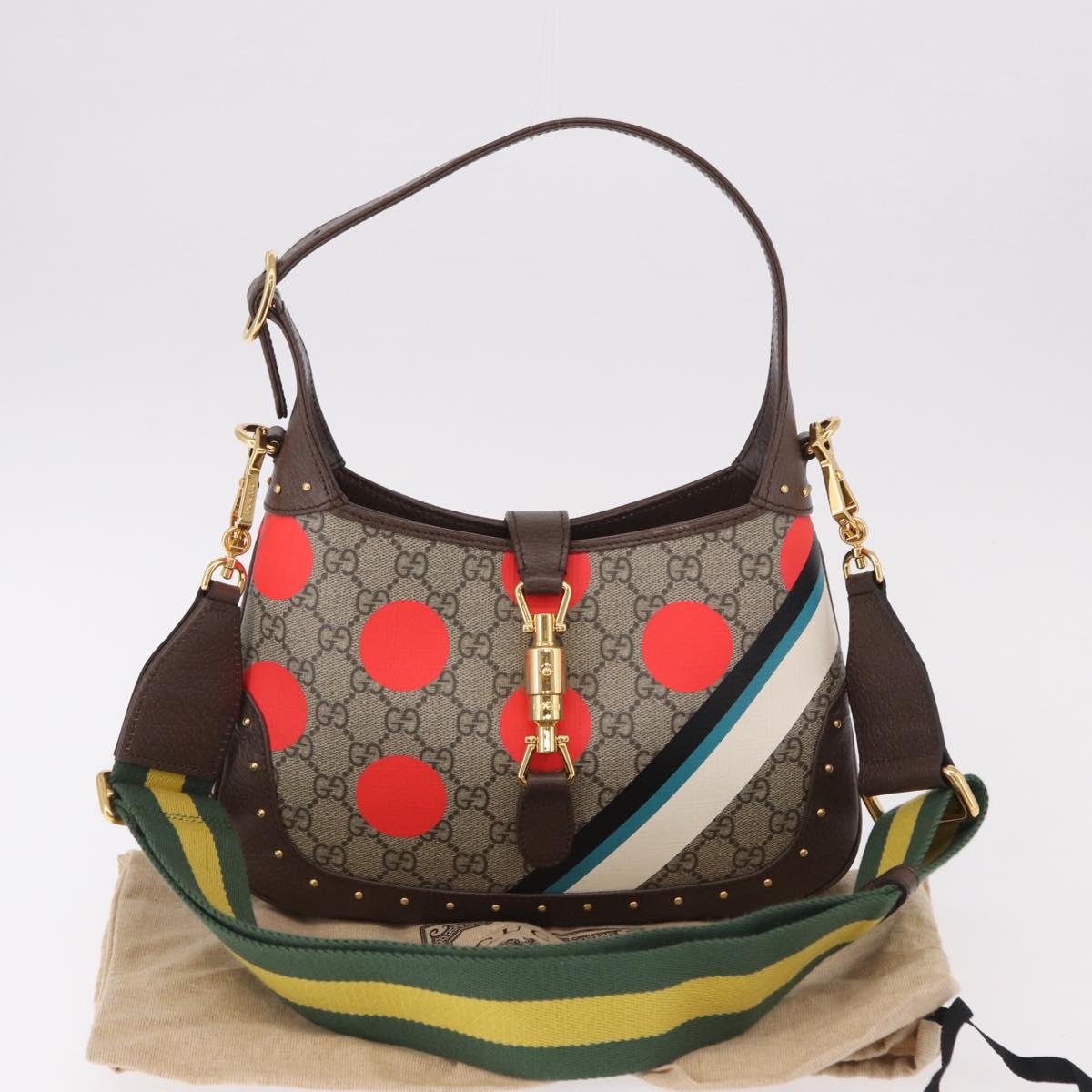 GUCCI Jackie 1961 GG Supreme Bag PVC Leather 3way Beige 678843 Auth 186639SM