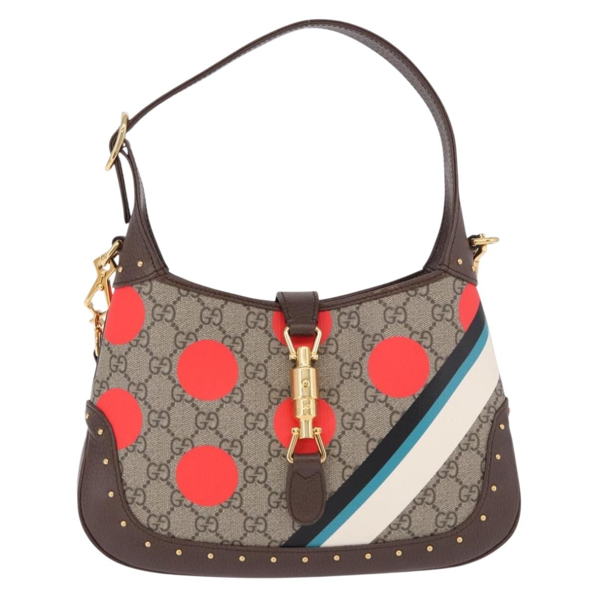 GUCCI Jackie 1961 GG Supreme Bag PVC Leather 3way Beige 678843 Auth 186639SM