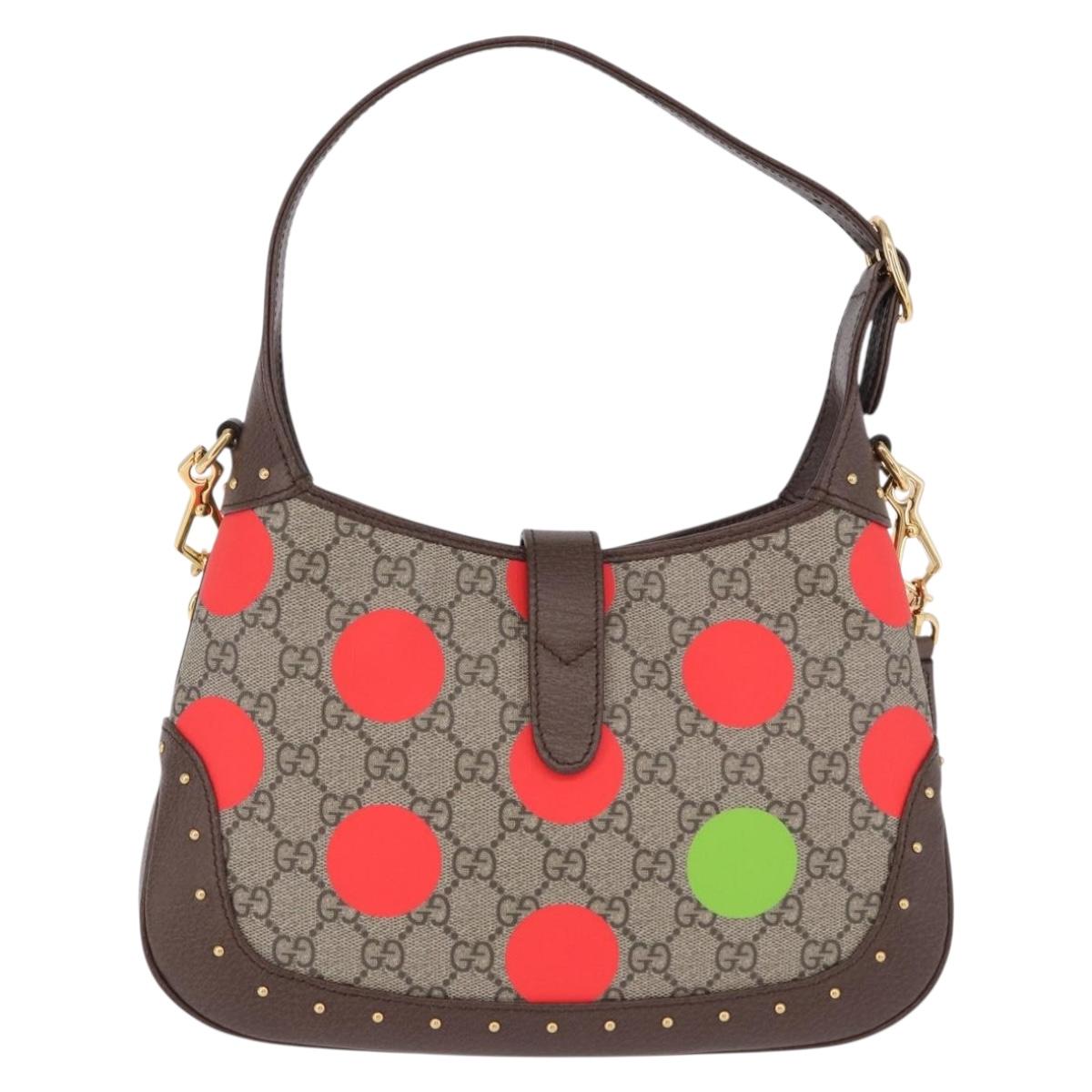 GUCCI Jackie 1961 GG Supreme Bag PVC Leather 3way Beige 678843 Auth 186639SM