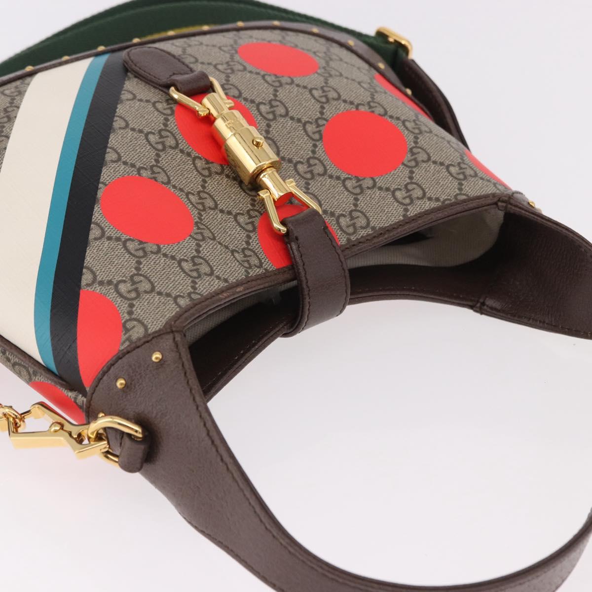 GUCCI Jackie 1961 GG Supreme Bag PVC Leather 3way Beige 678843 Auth 186639SM