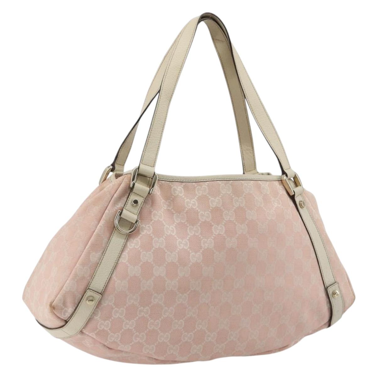GUCCI GG Canvas Abbey Tote Bag Pink Gold 130736 Auth 186647