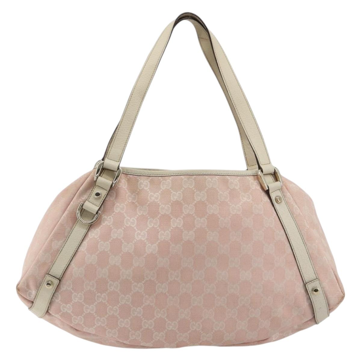 GUCCI GG Canvas Abbey Tote Bag Pink Gold 130736 Auth 186647