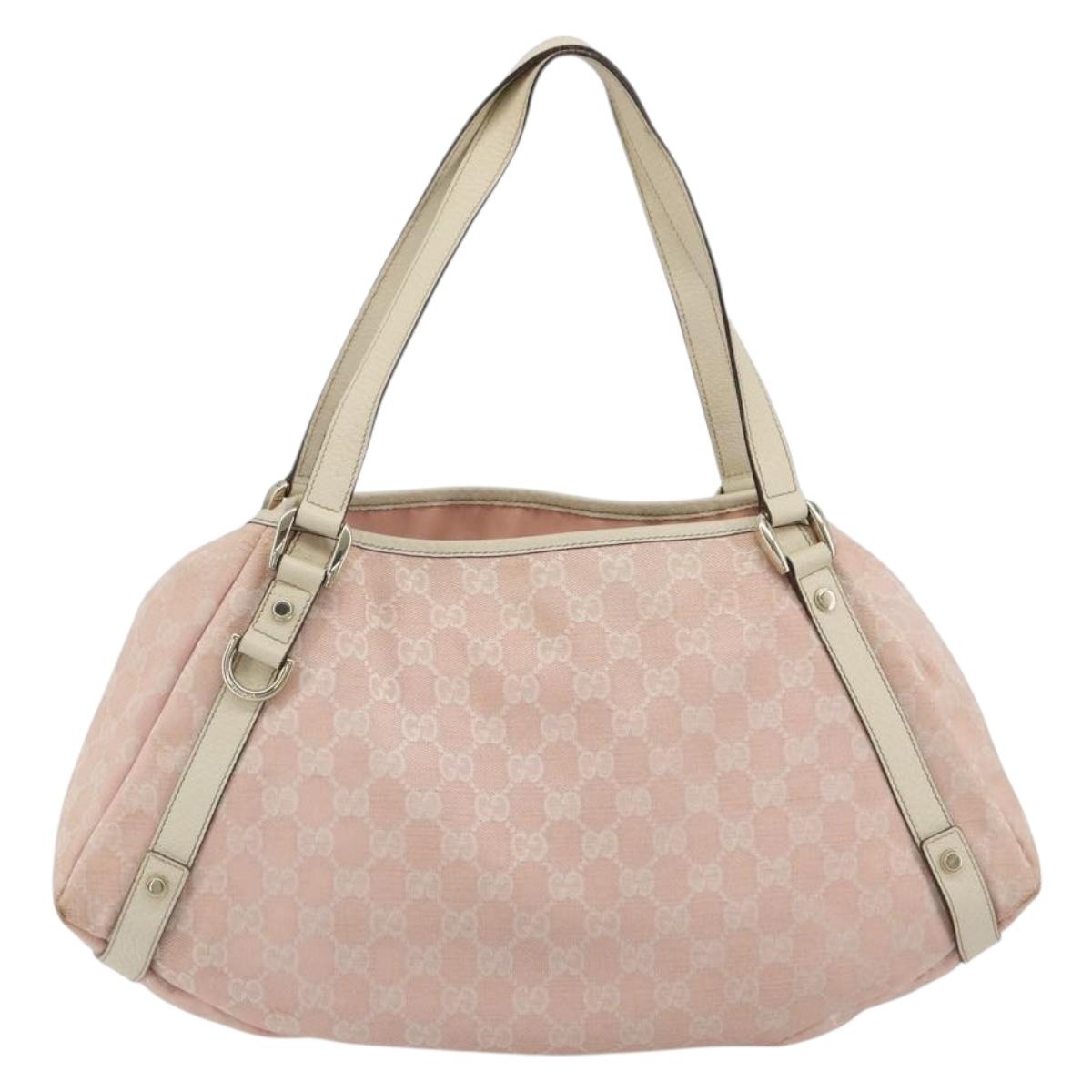 GUCCI GG Canvas Abbey Tote Bag Pink Gold 130736 Auth 186647
