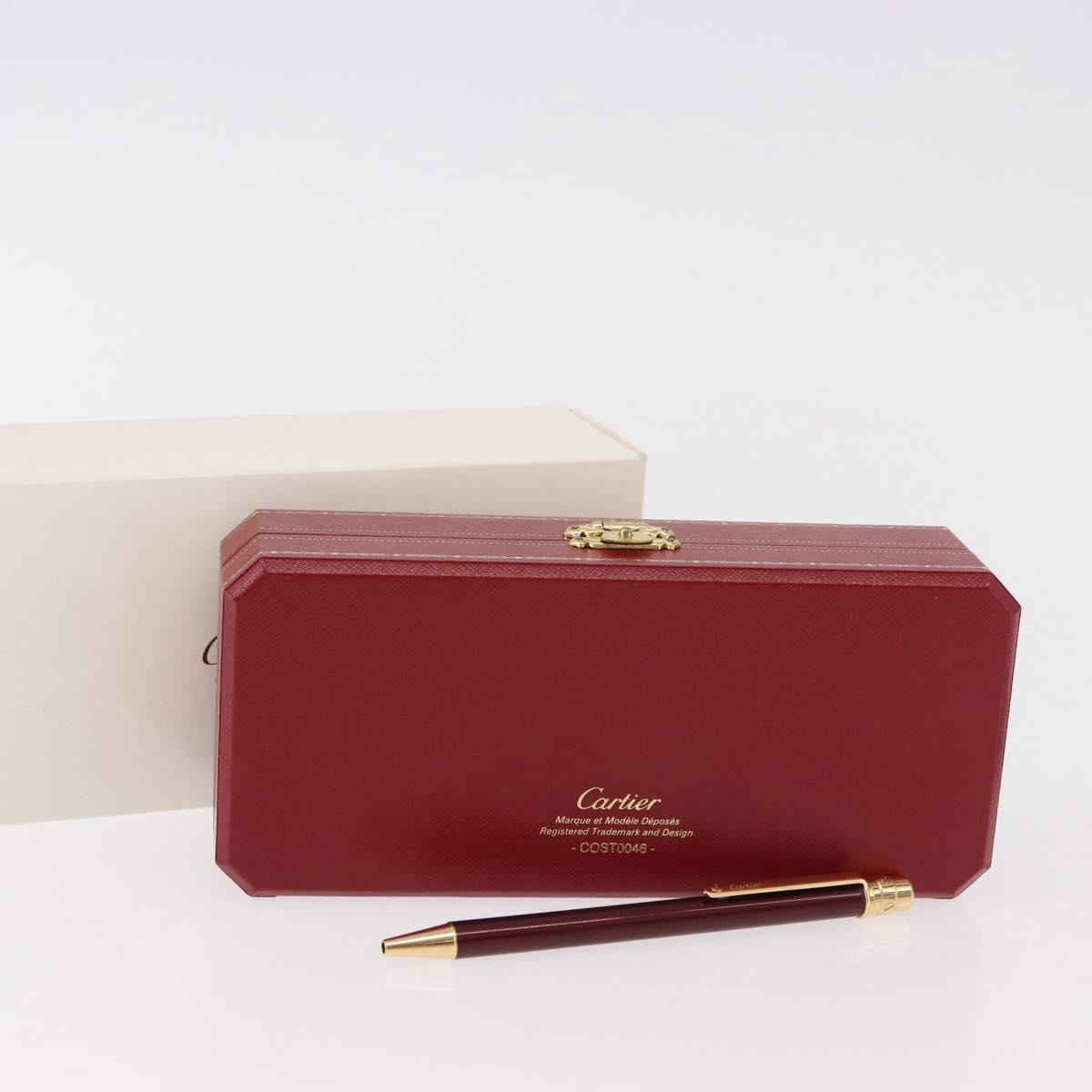 CARTIER Santos de Cartier Ballpoint Ballpoint Pen metal Bordeaux Auth 186650M
