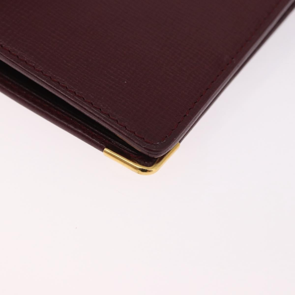 CARTIER Must Line Bifold Wallet Leather Bordeaux Gold Auth 186651A