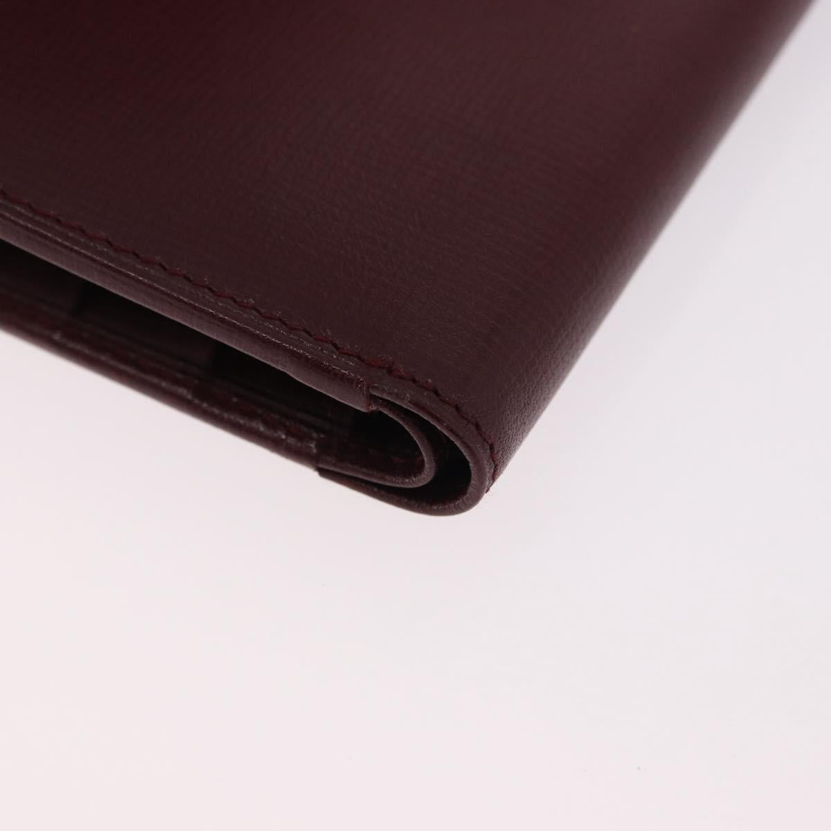 CARTIER Must Line Bifold Wallet Leather Bordeaux Gold Auth 186651A