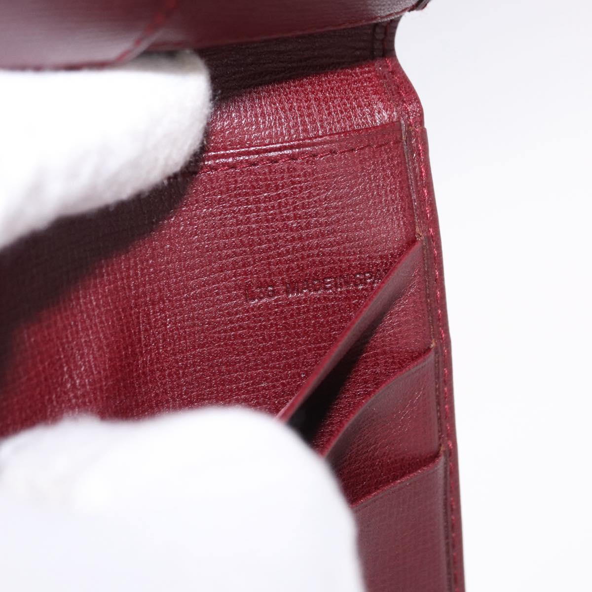 CARTIER Must Line Bifold Wallet Leather Bordeaux Gold Auth 186651A