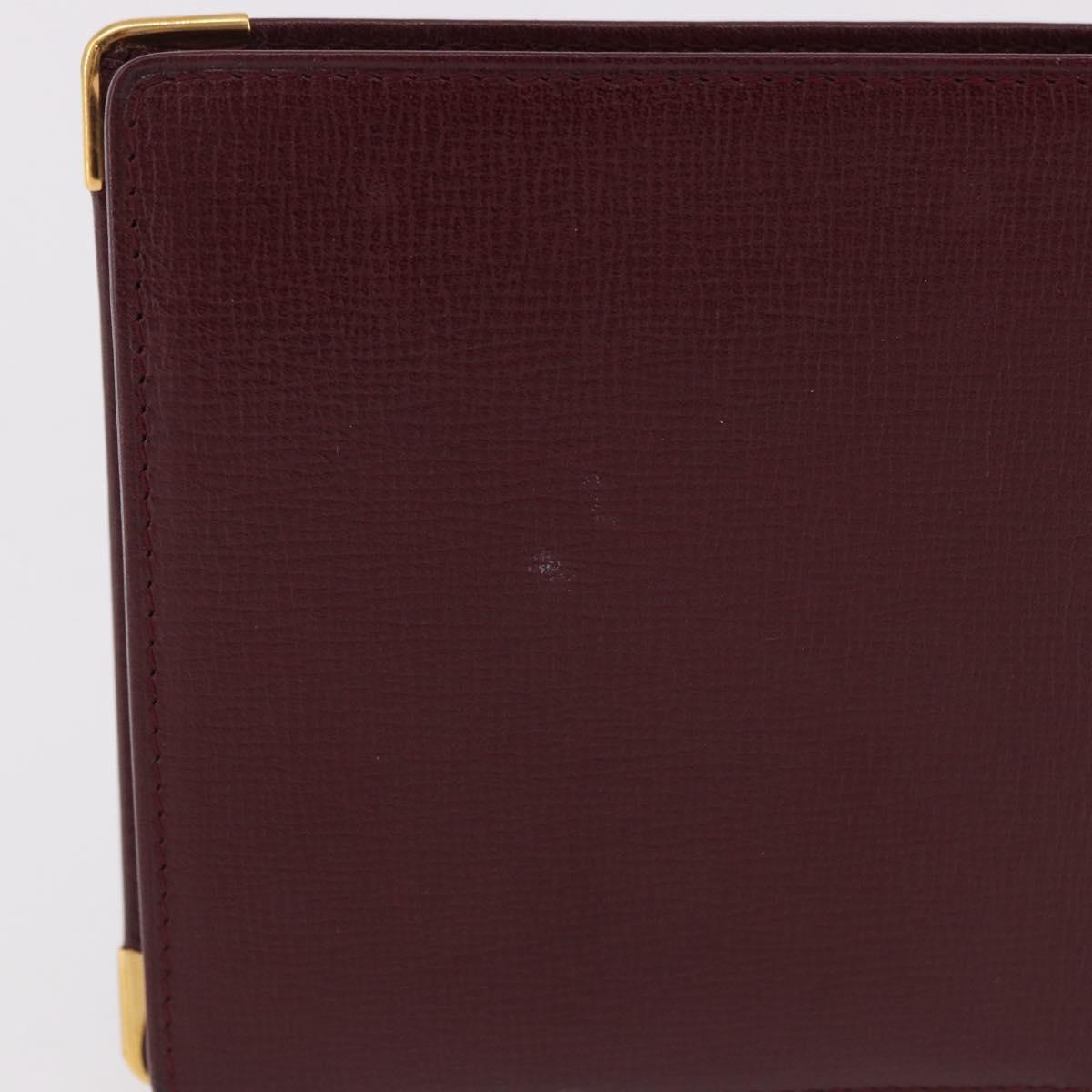 CARTIER Must Line Bifold Wallet Leather Bordeaux Gold Auth 186651A