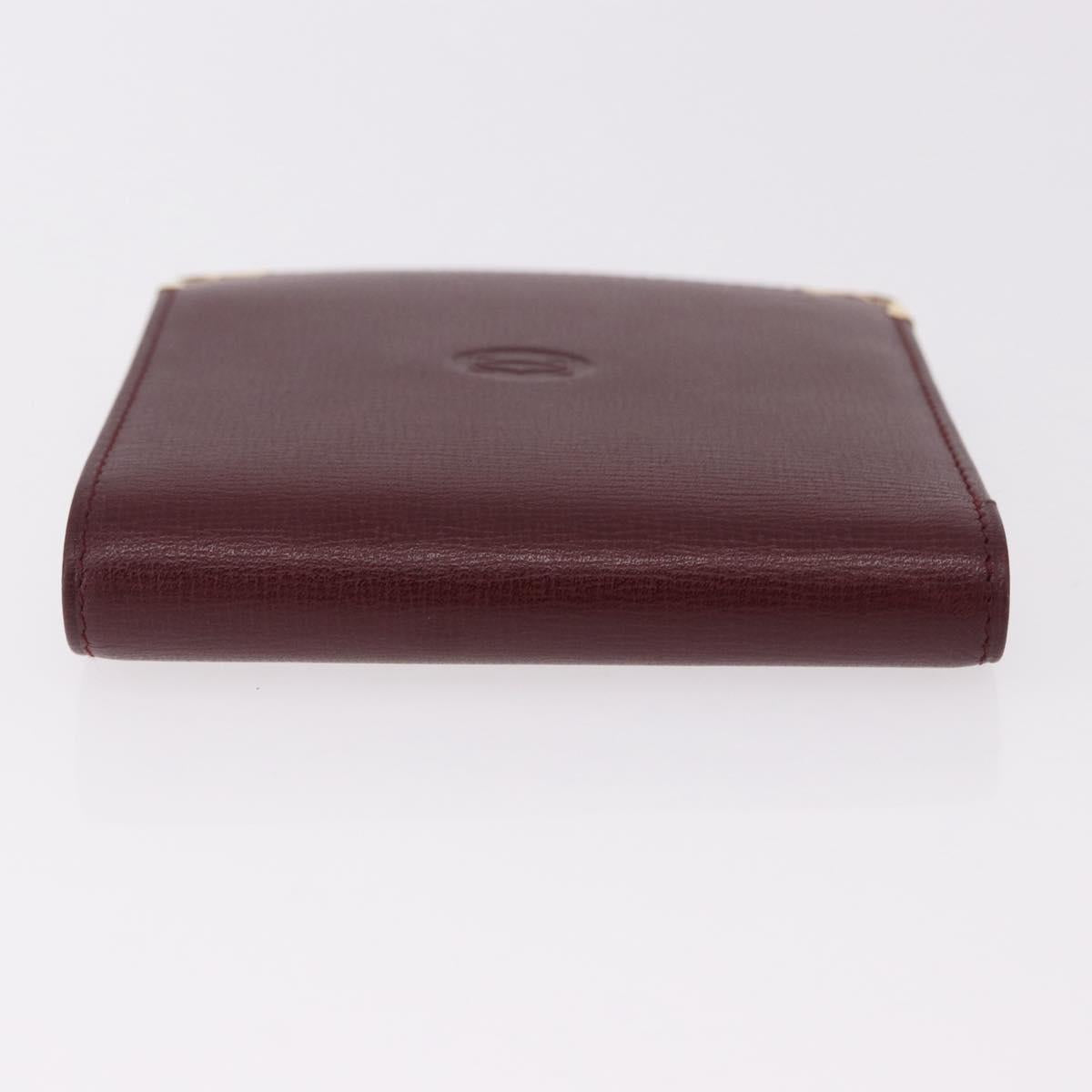 CARTIER Must Line Bifold Wallet Leather Bordeaux Gold Auth 186651A