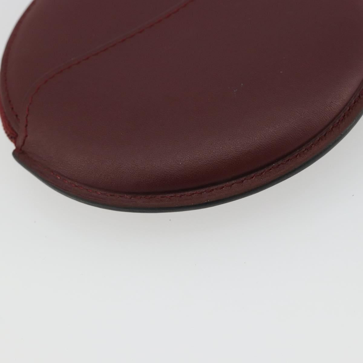 CARTIER Must Line Coin Purse Leather Bordeaux Gold Auth 186652A