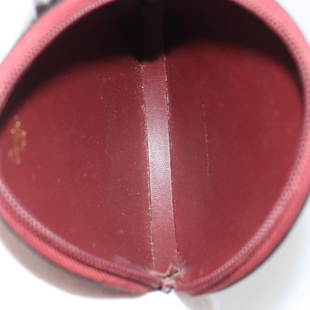 CARTIER Must Line Coin Purse Leather Bordeaux Gold Auth 186652A