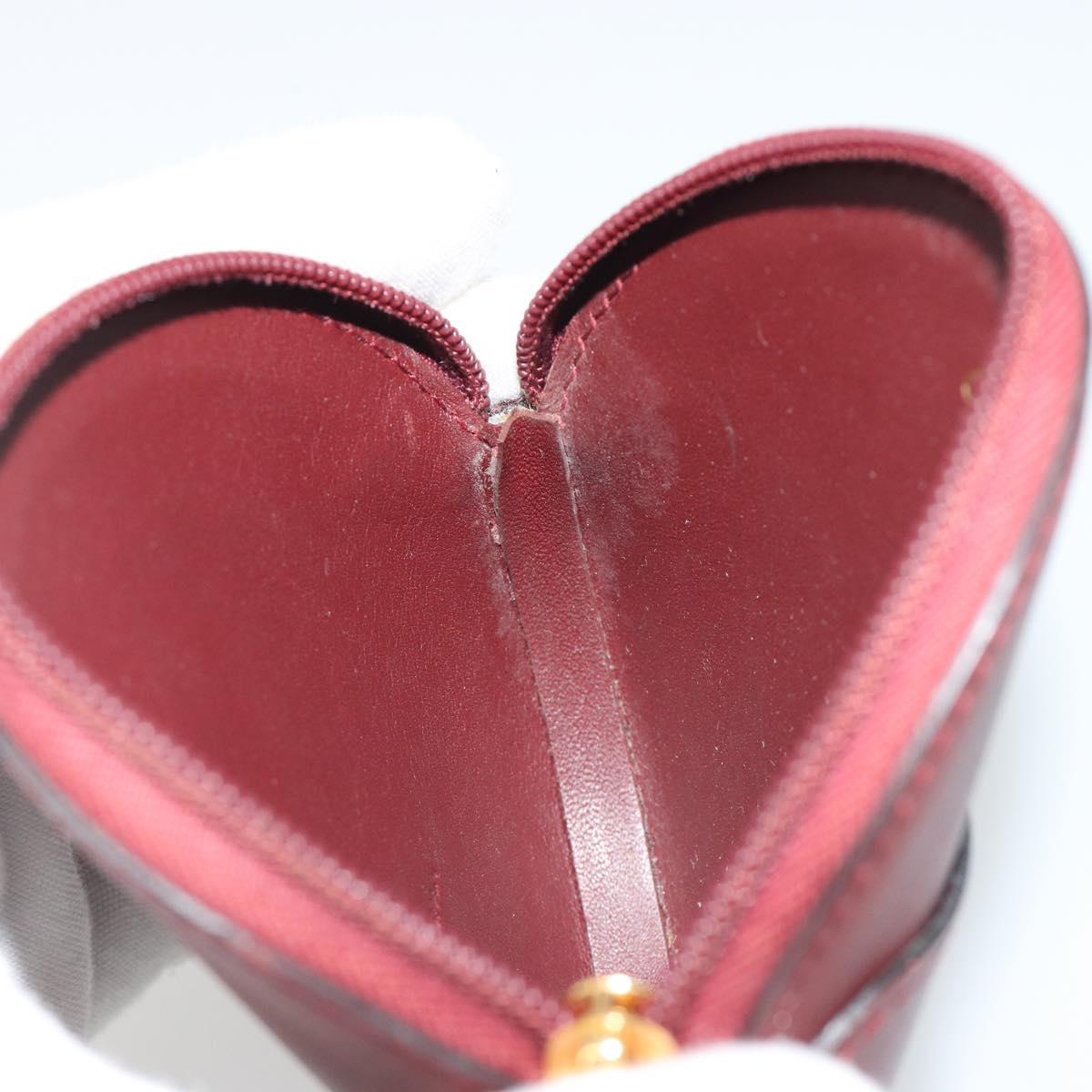 CARTIER Must Line Coin Purse Leather Bordeaux Gold Auth 186652A