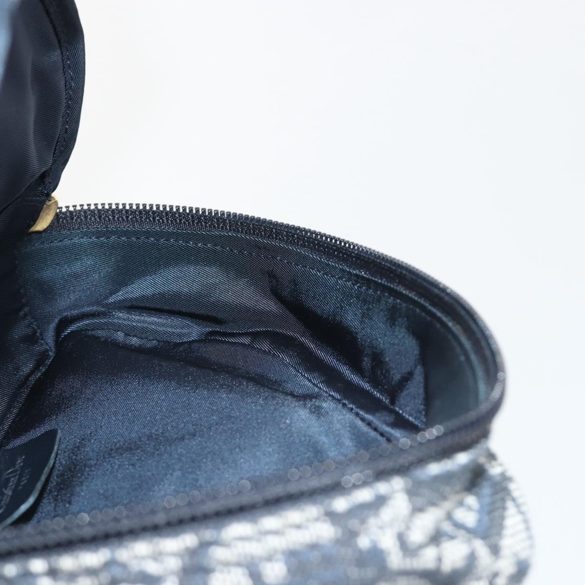 Christian Dior Trotter Canvas Accessory Pouch Navy Gold Auth 186653A
