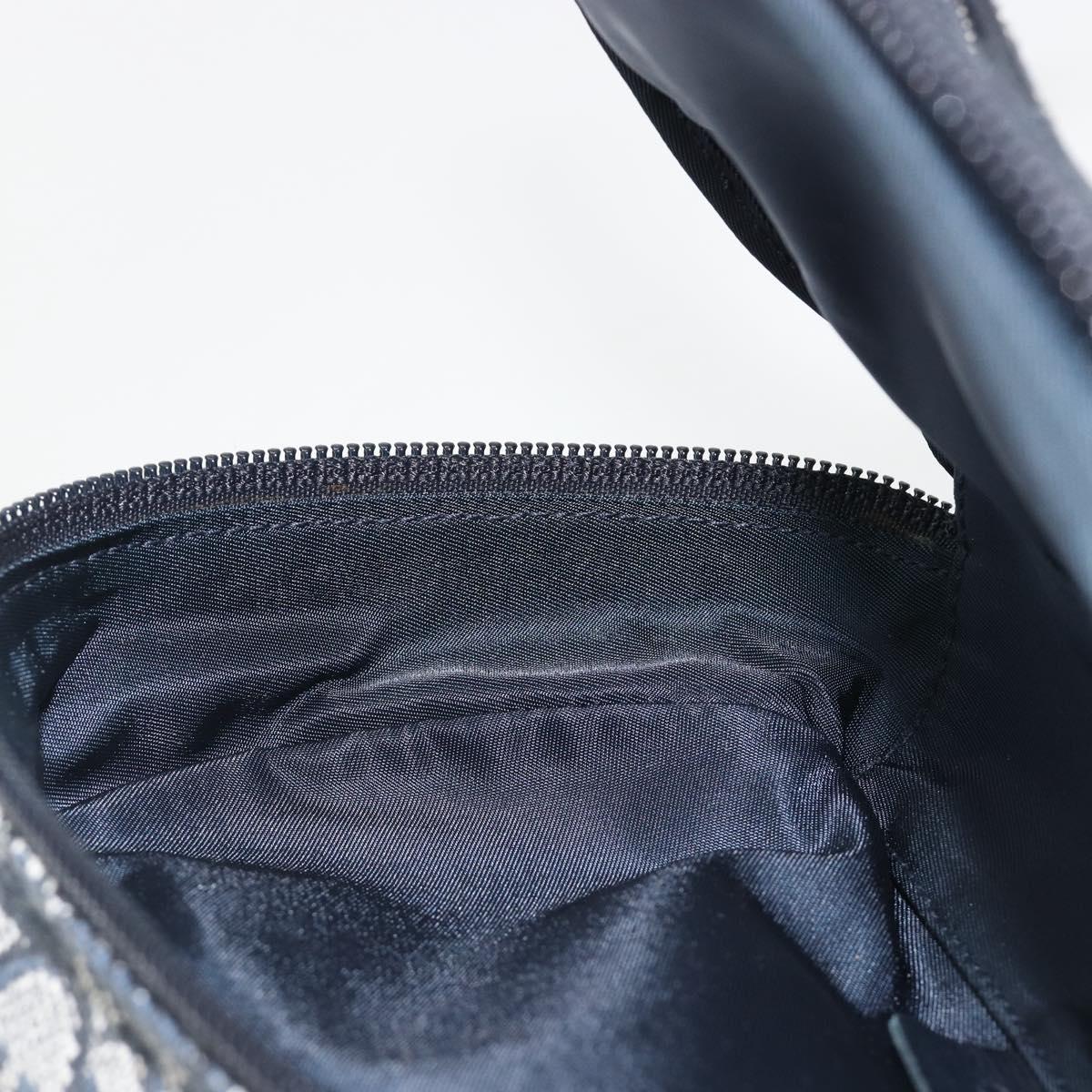 Christian Dior Trotter Canvas Accessory Pouch Navy Gold Auth 186653A