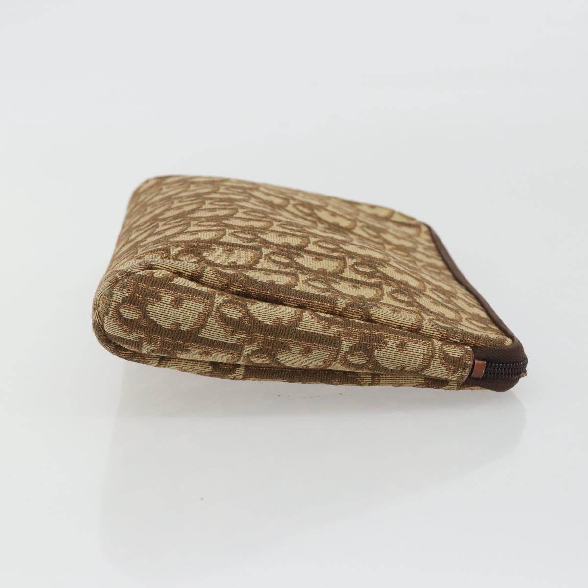 Christian Dior Trotter Canvas Clutch Bag Brown Gold Auth 186654
