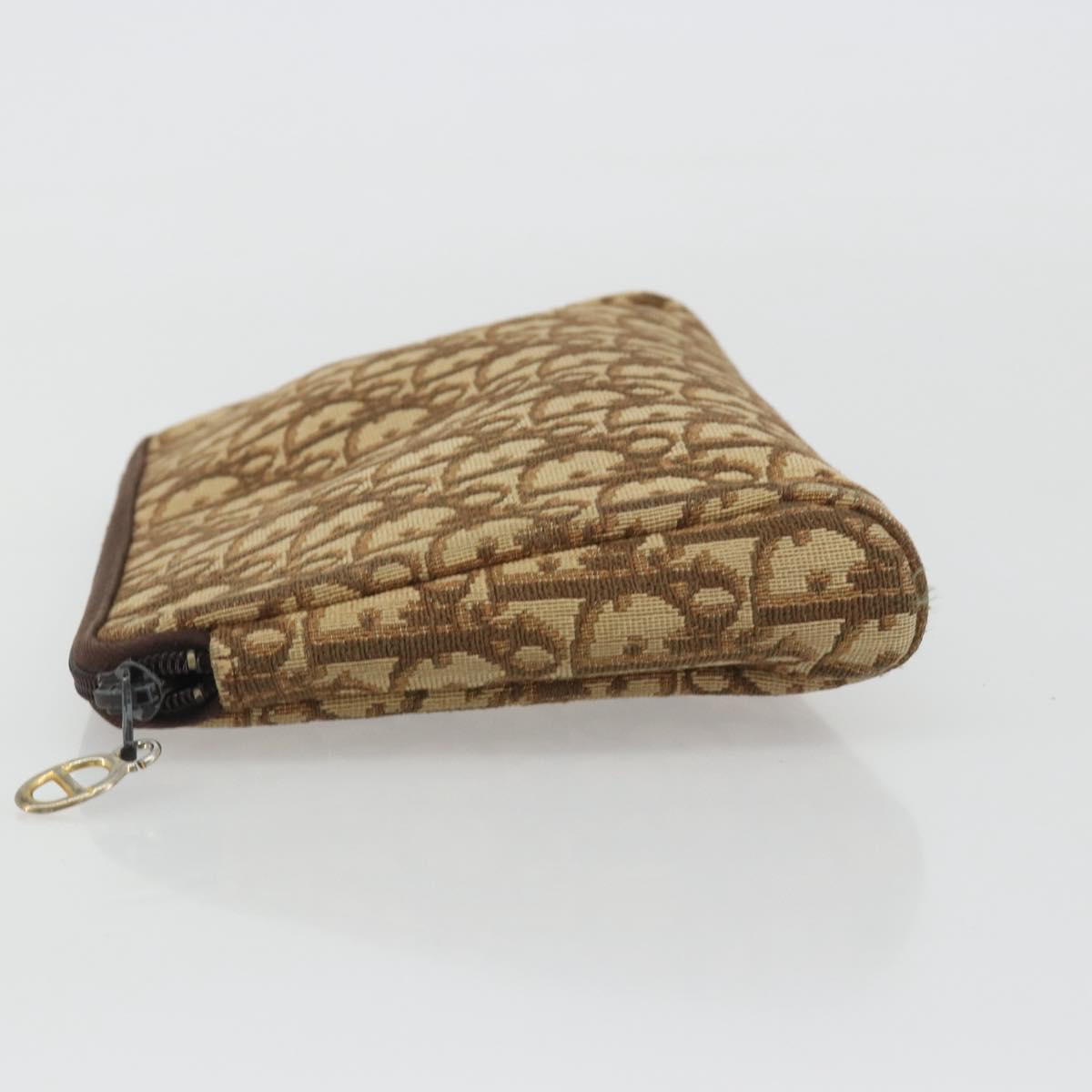 Christian Dior Trotter Canvas Clutch Bag Brown Gold Auth 186654
