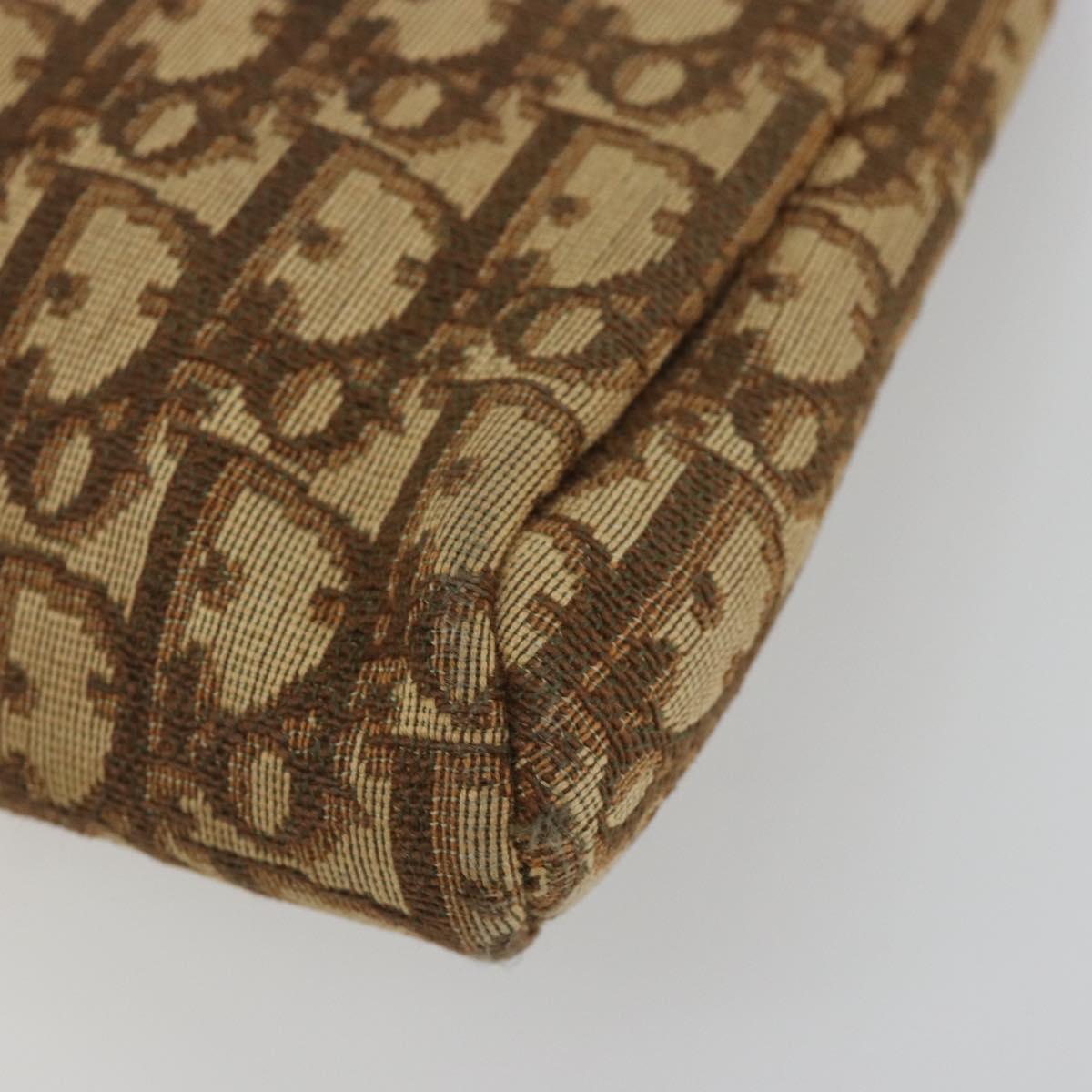 Christian Dior Trotter Canvas Clutch Bag Brown Gold Auth 186654