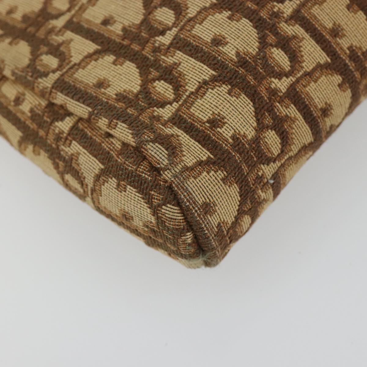 Christian Dior Trotter Canvas Clutch Bag Brown Gold Auth 186654