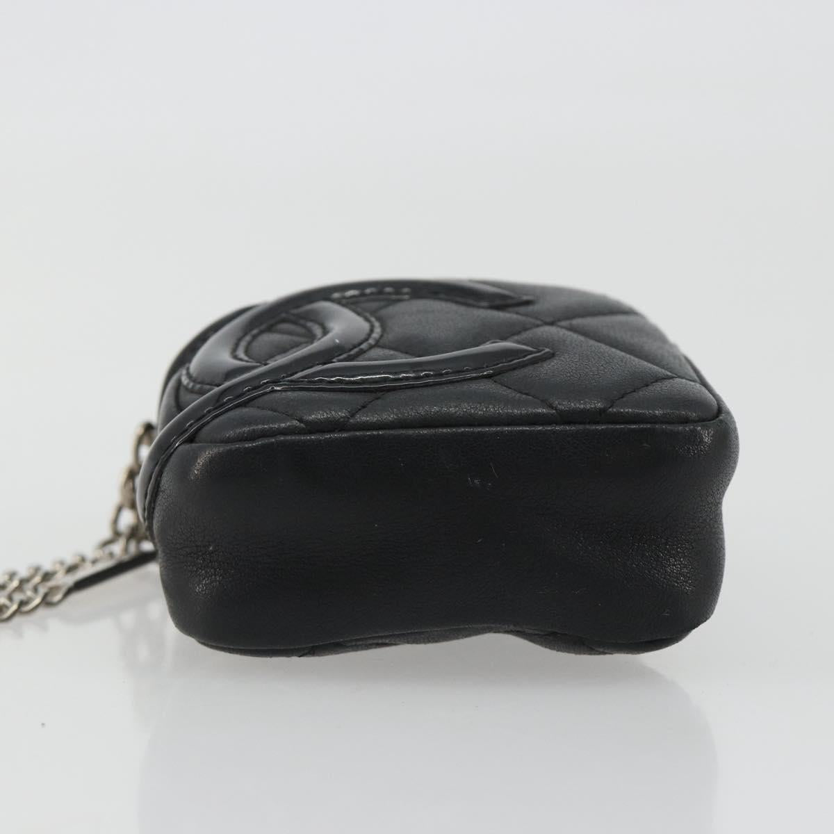 CHANEL Matelasse Cambon Line Pouch Lamb Skin Black CC Auth 186655
