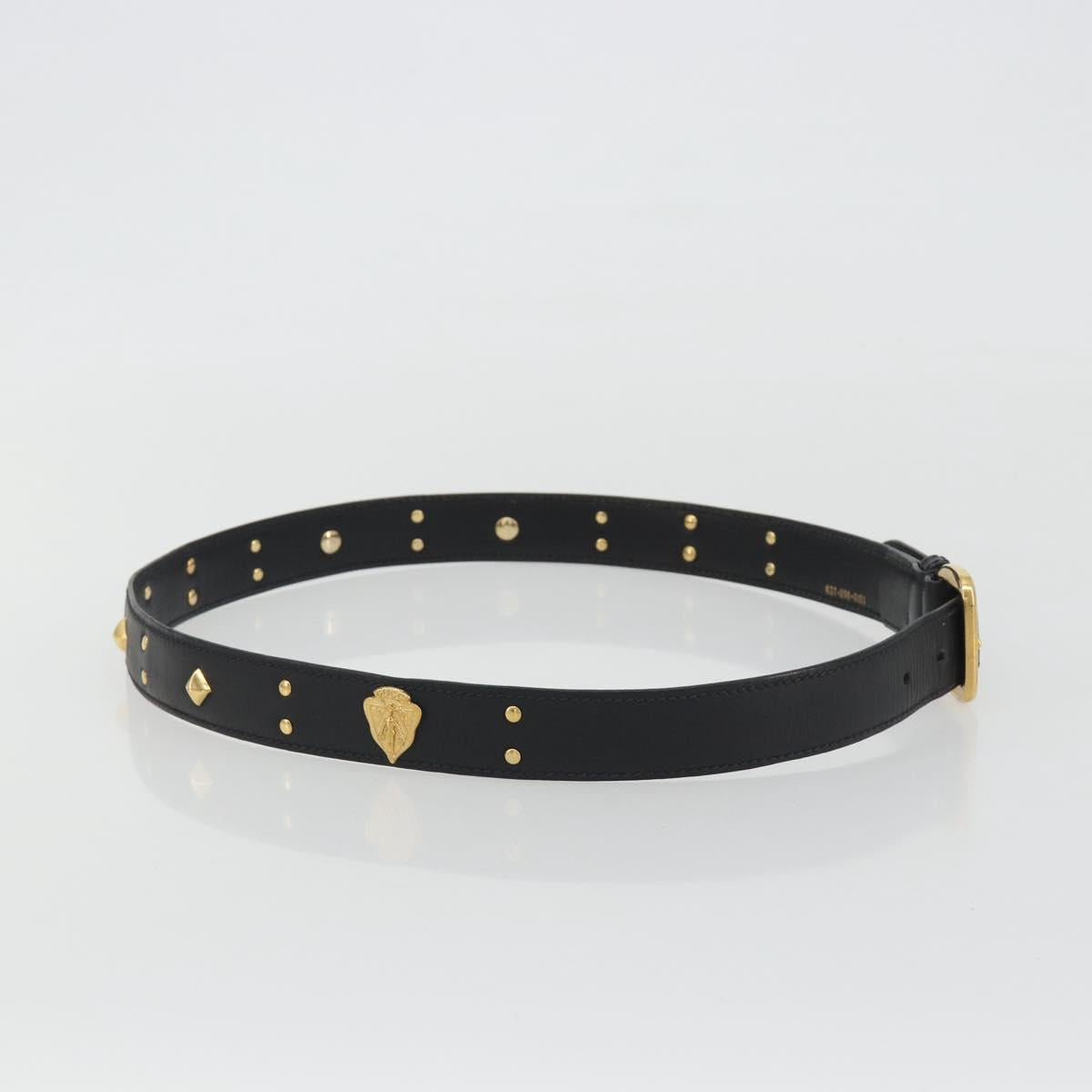 GUCCI Belt Leather 39.4"" Black Gold Auth 186658A