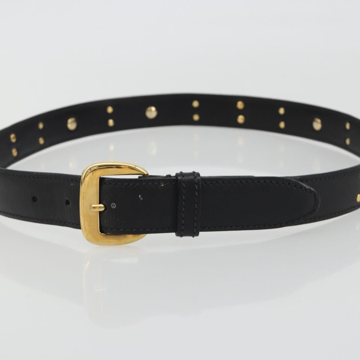 GUCCI Belt Leather 39.4"" Black Gold Auth 186658A
