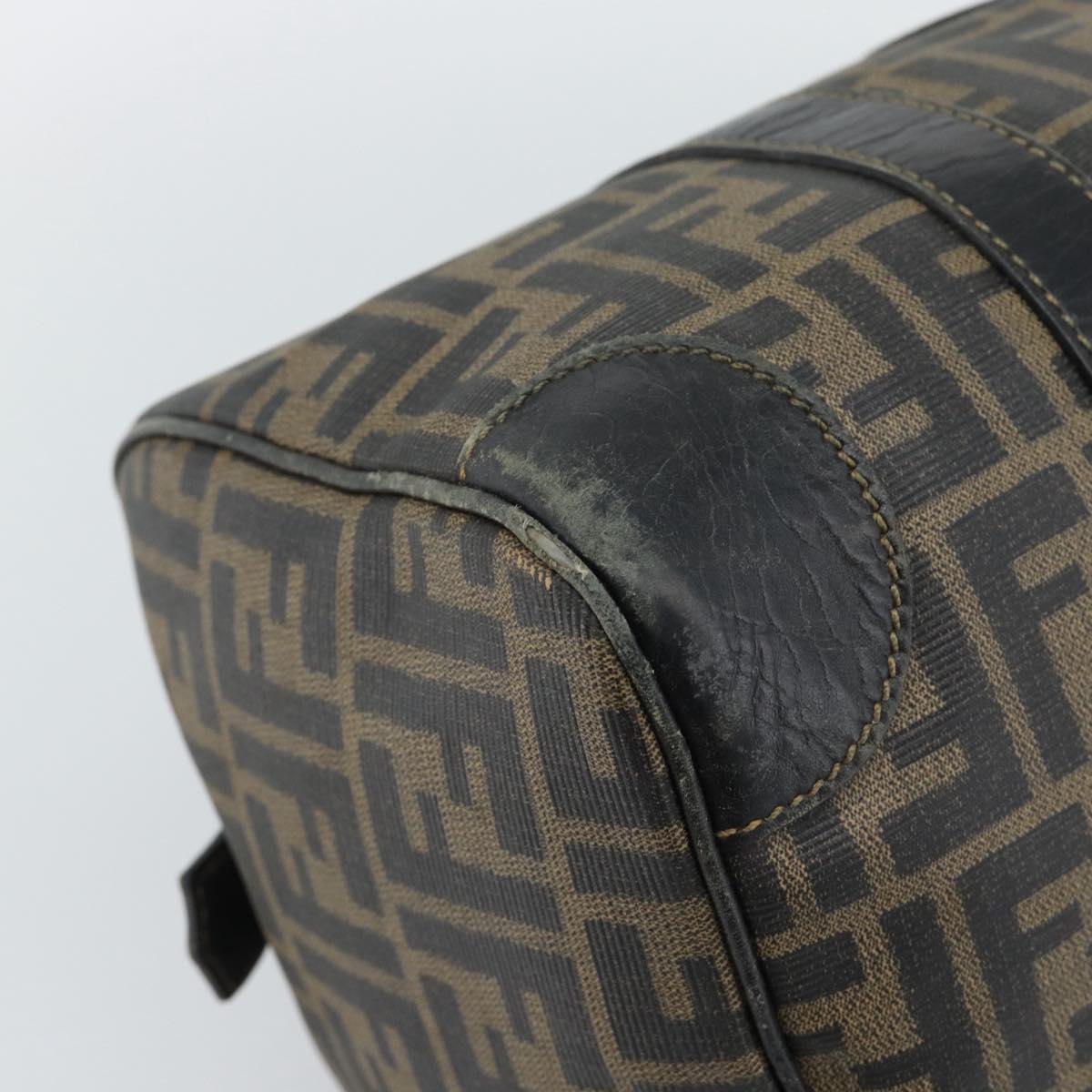 FENDI Zucca Canvas Hand Bag Black Brown Auth 186665
