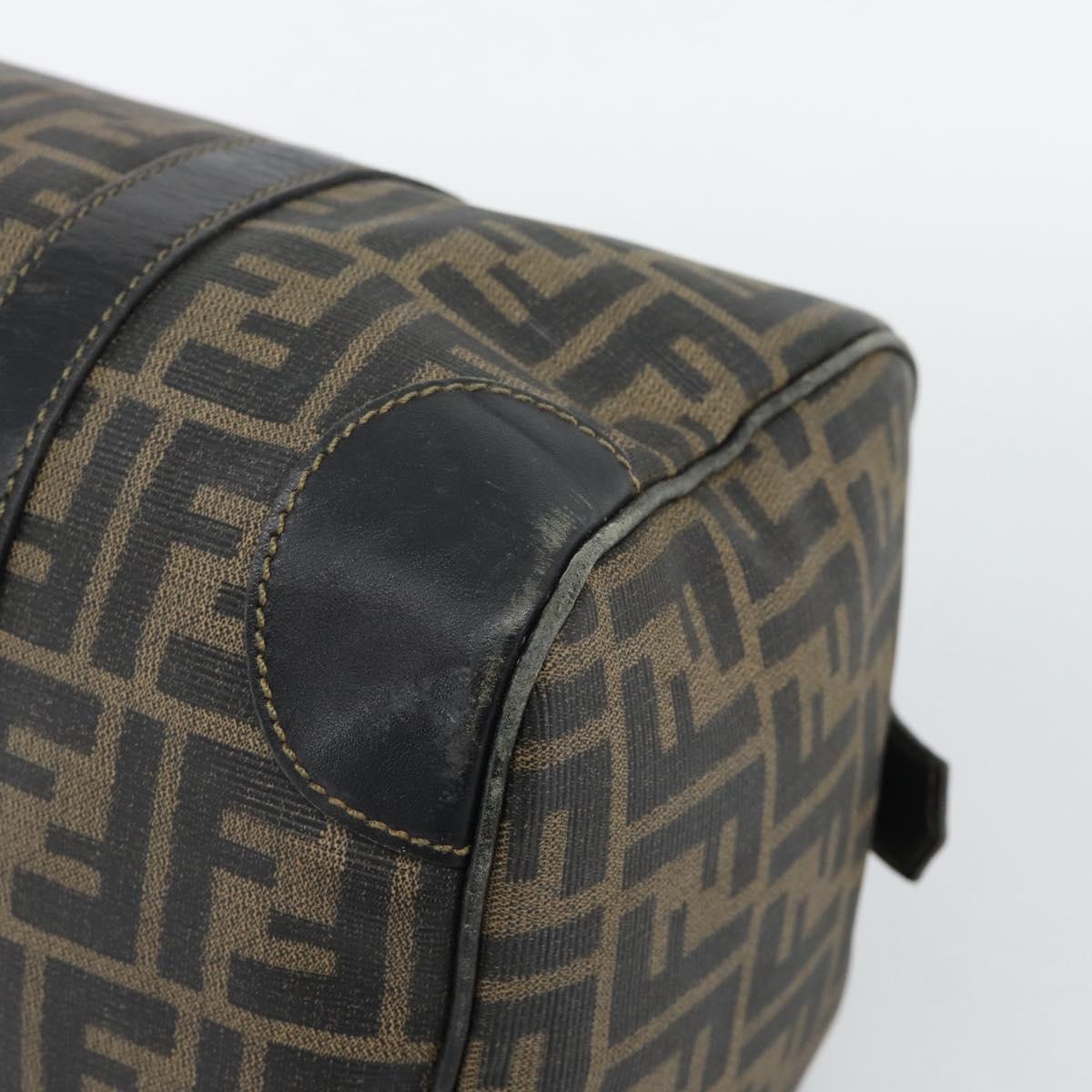 FENDI Zucca Canvas Hand Bag Black Brown Auth 186665