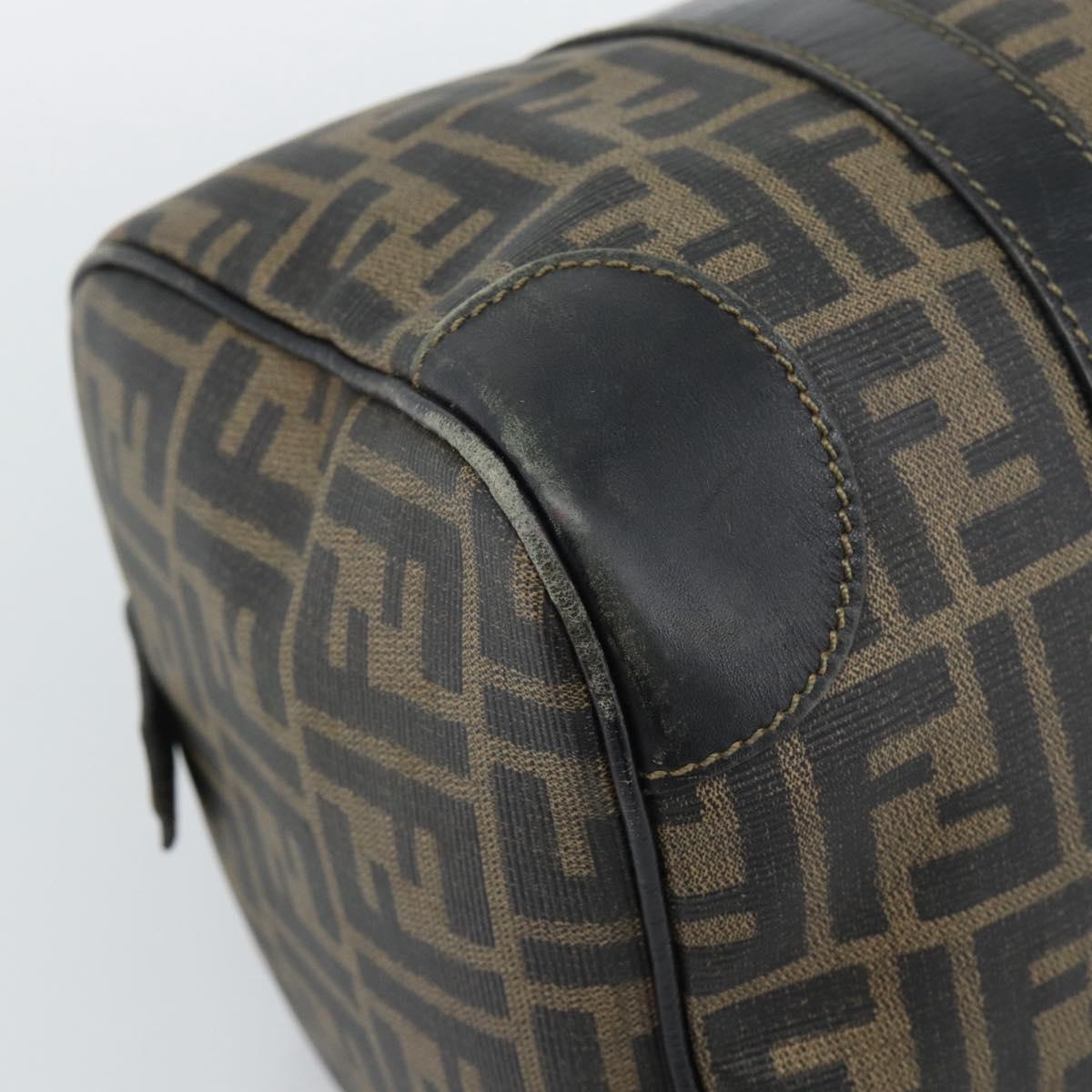 FENDI Zucca Canvas Hand Bag Black Brown Auth 186665