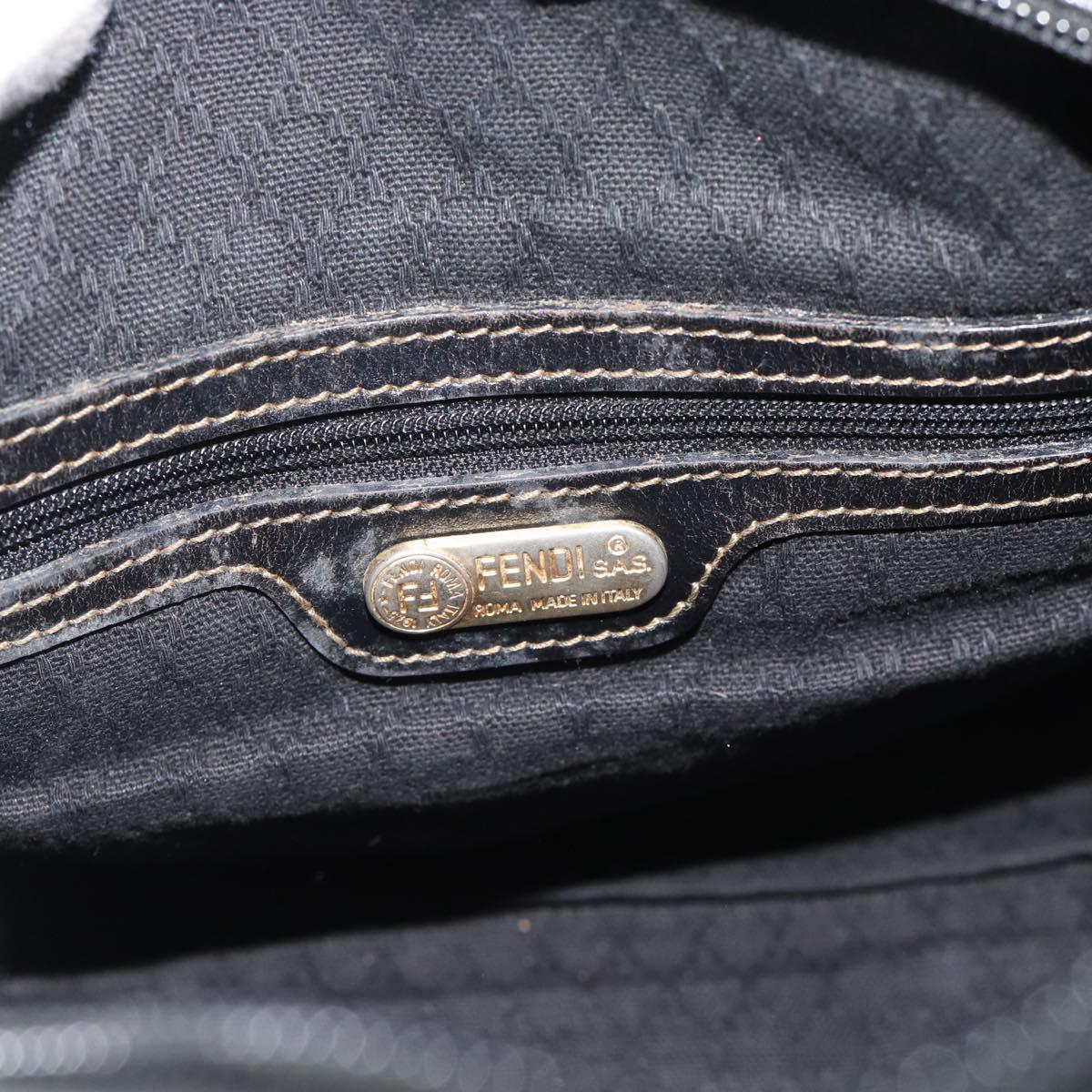 FENDI Zucca Canvas Hand Bag Black Brown Auth 186665