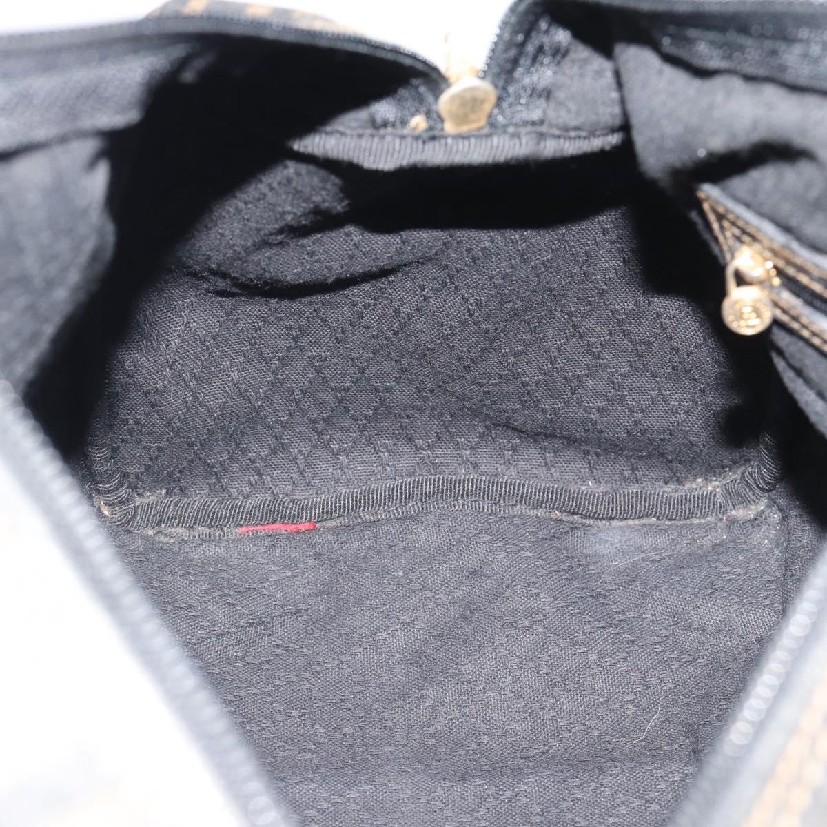 FENDI Zucca Canvas Hand Bag Black Brown Auth 186665