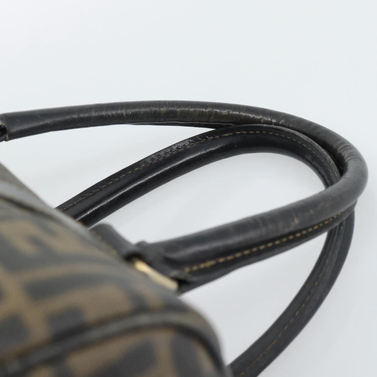 FENDI Zucca Canvas Hand Bag Black Brown Auth 186665