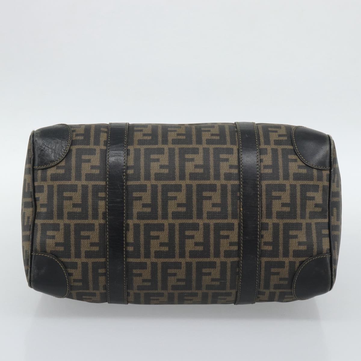 FENDI Zucca Canvas Hand Bag Black Brown Auth 186665