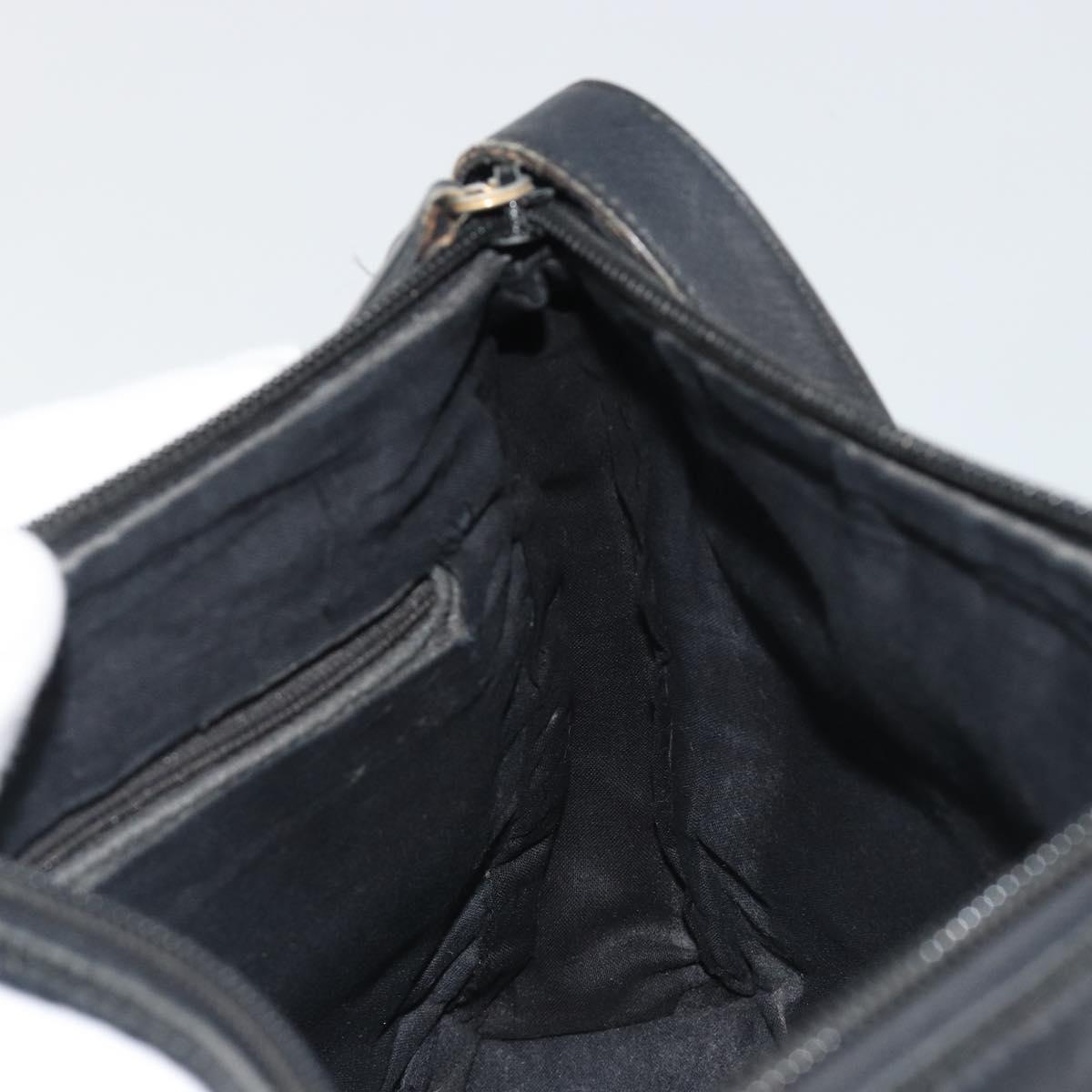 GUCCI Horsebit Shoulder Bag Leather Black Gold Auth 186667