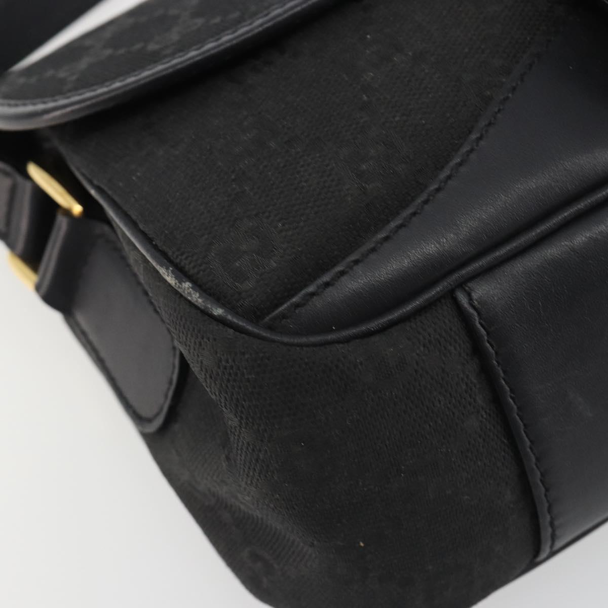 GUCCI GG Canvas Shoulder Bag Black Gold Auth 186668