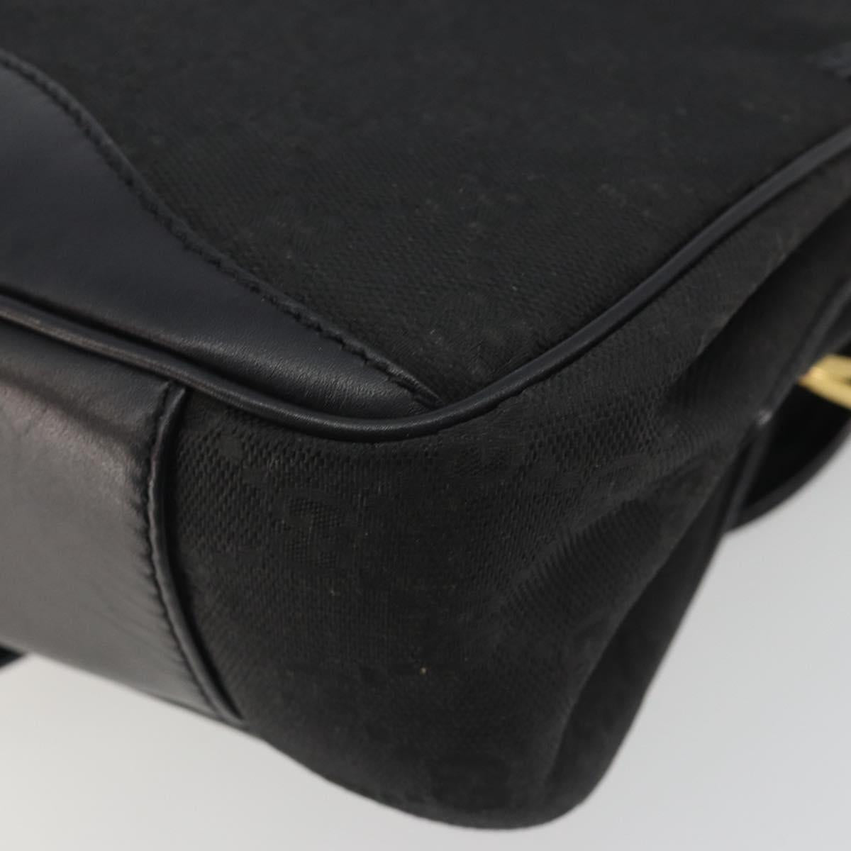GUCCI GG Canvas Shoulder Bag Black Gold Auth 186668