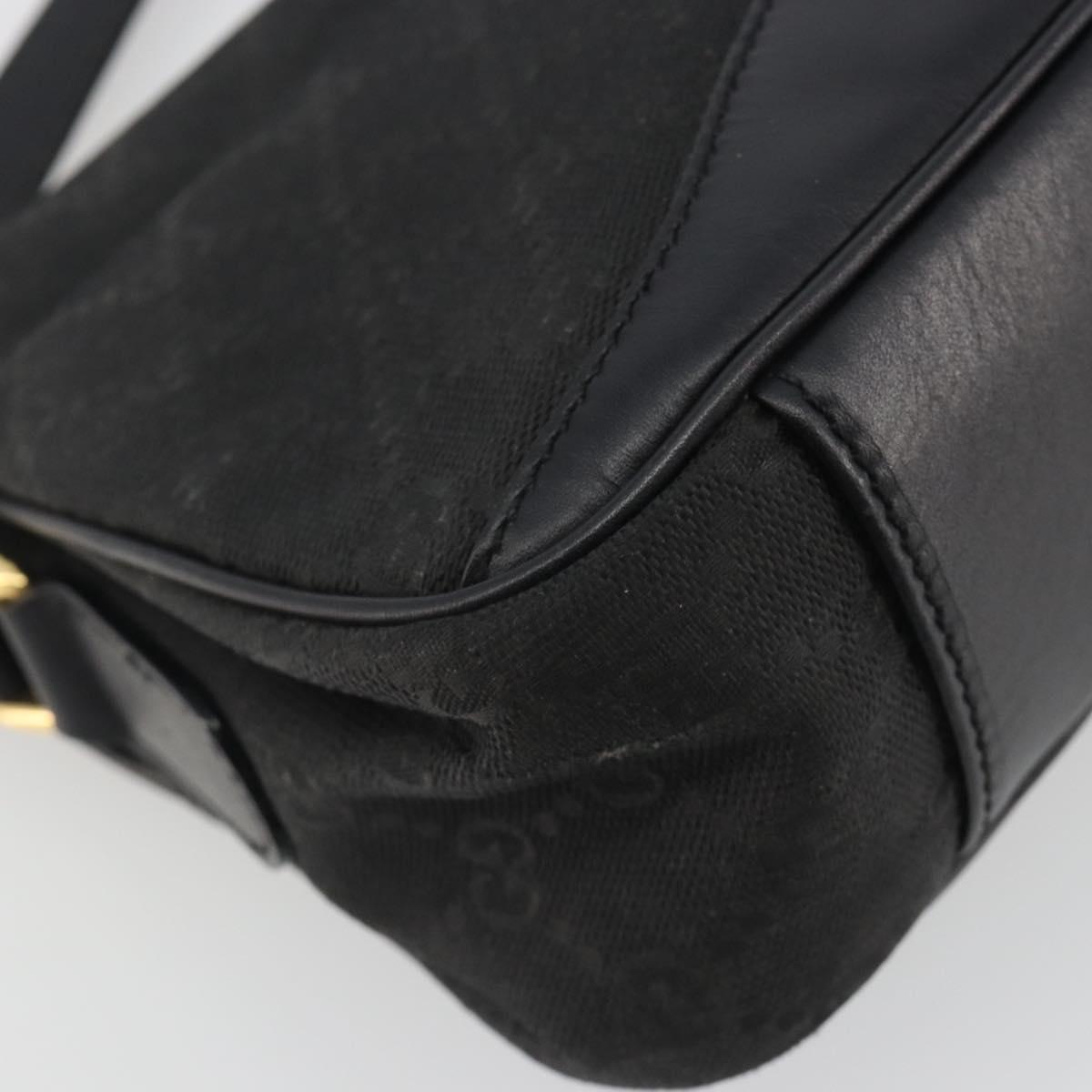 GUCCI GG Canvas Shoulder Bag Black Gold Auth 186668