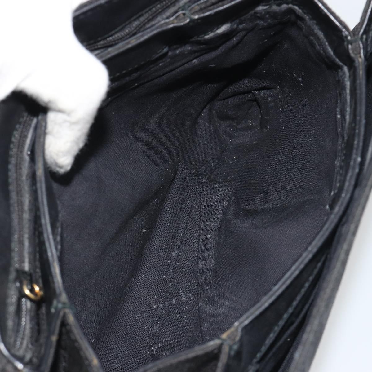 GUCCI GG Canvas Shoulder Bag Black Gold Auth 186668