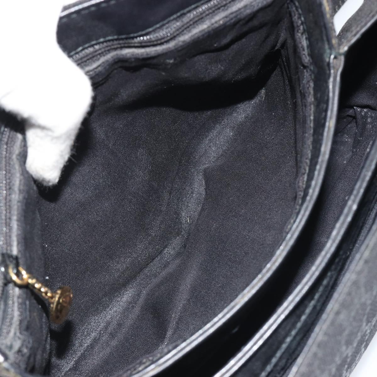 GUCCI GG Canvas Shoulder Bag Black Gold Auth 186668