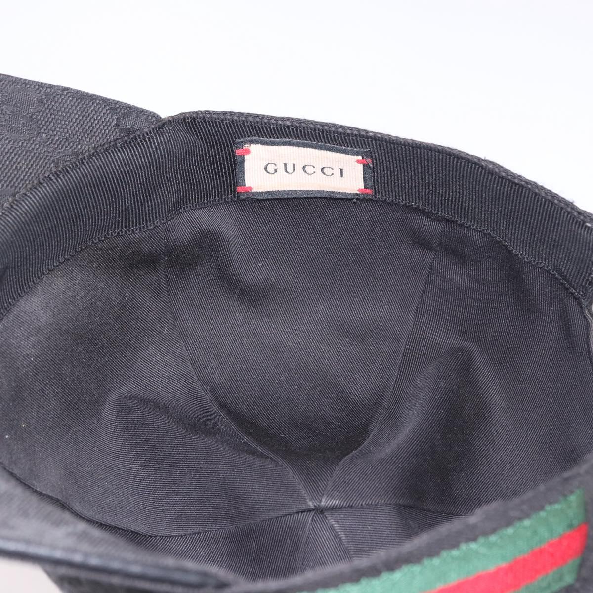 GUCCI GG Canvas Web Sherry Line Cap M Black Gold 200035 Auth 186671A