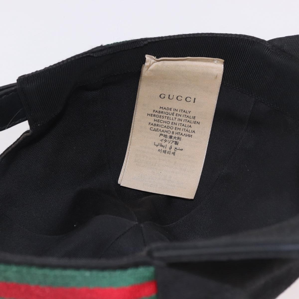 GUCCI GG Canvas Web Sherry Line Cap M Black Gold 200035 Auth 186671A