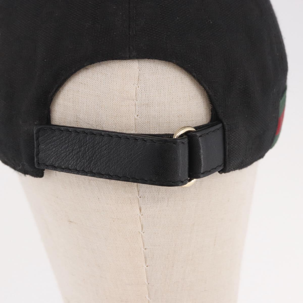 GUCCI GG Canvas Web Sherry Line Cap M Black Gold 200035 Auth 186671A