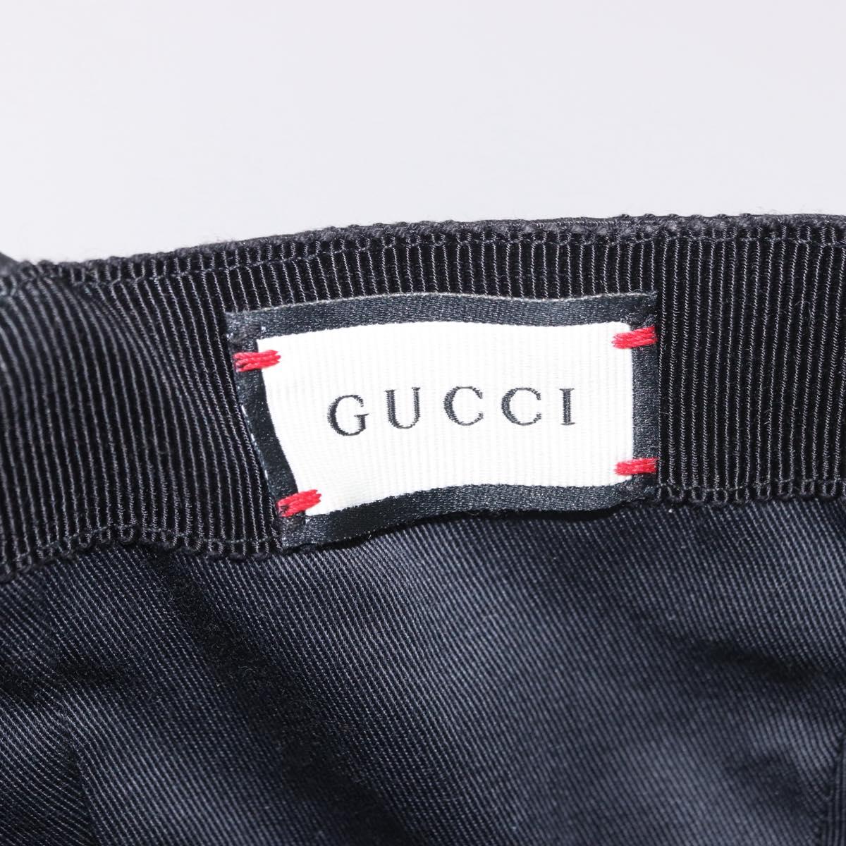 GUCCI GG Canvas Web Sherry Line Cap M Black Gold 200035 Auth 186672A