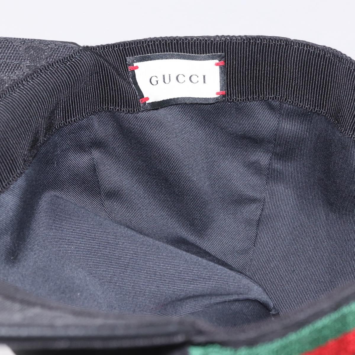 GUCCI GG Canvas Web Sherry Line Cap M Black Gold 200035 Auth 186672A
