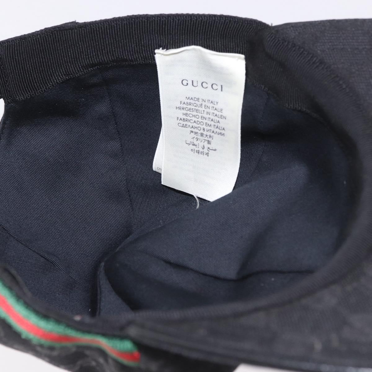 GUCCI GG Canvas Web Sherry Line Cap M Black Gold 200035 Auth 186672A