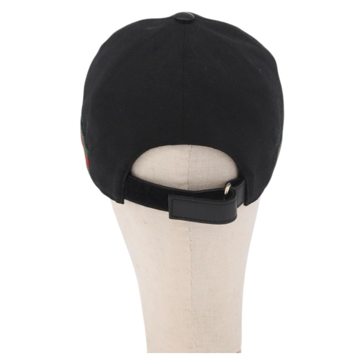 GUCCI GG Canvas Web Sherry Line Cap M Black Gold 200035 Auth 186672A