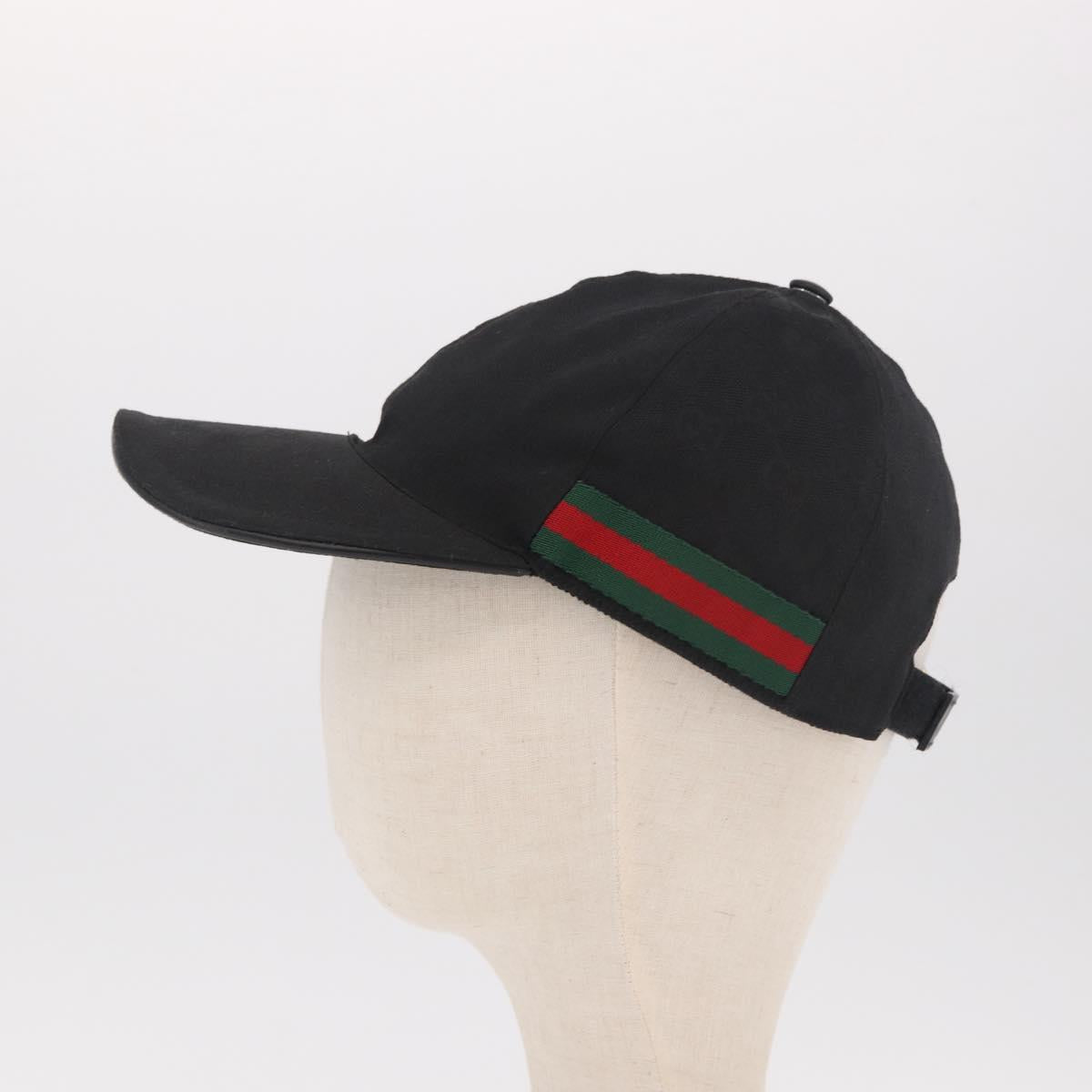 GUCCI GG Canvas Web Sherry Line Cap M Black Gold 200035 Auth 186672A