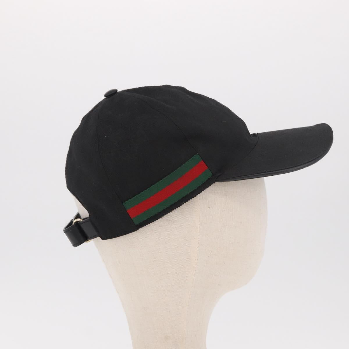 GUCCI GG Canvas Web Sherry Line Cap M Black Gold 200035 Auth 186672A