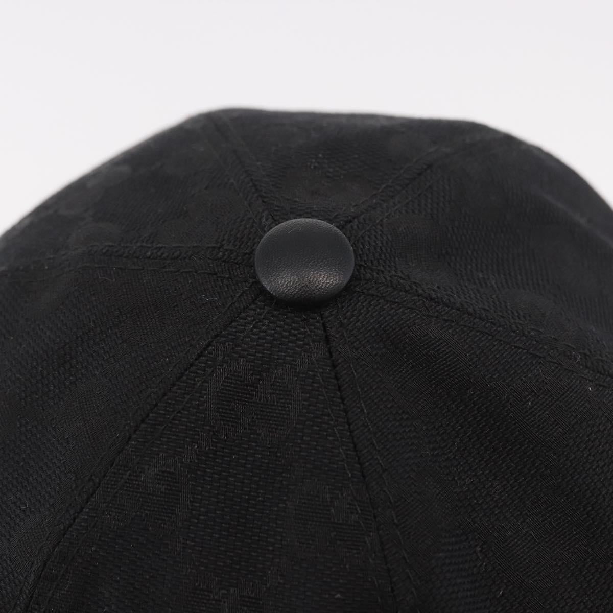 GUCCI GG Canvas Web Sherry Line Cap M Black Gold 200035 Auth 186672A