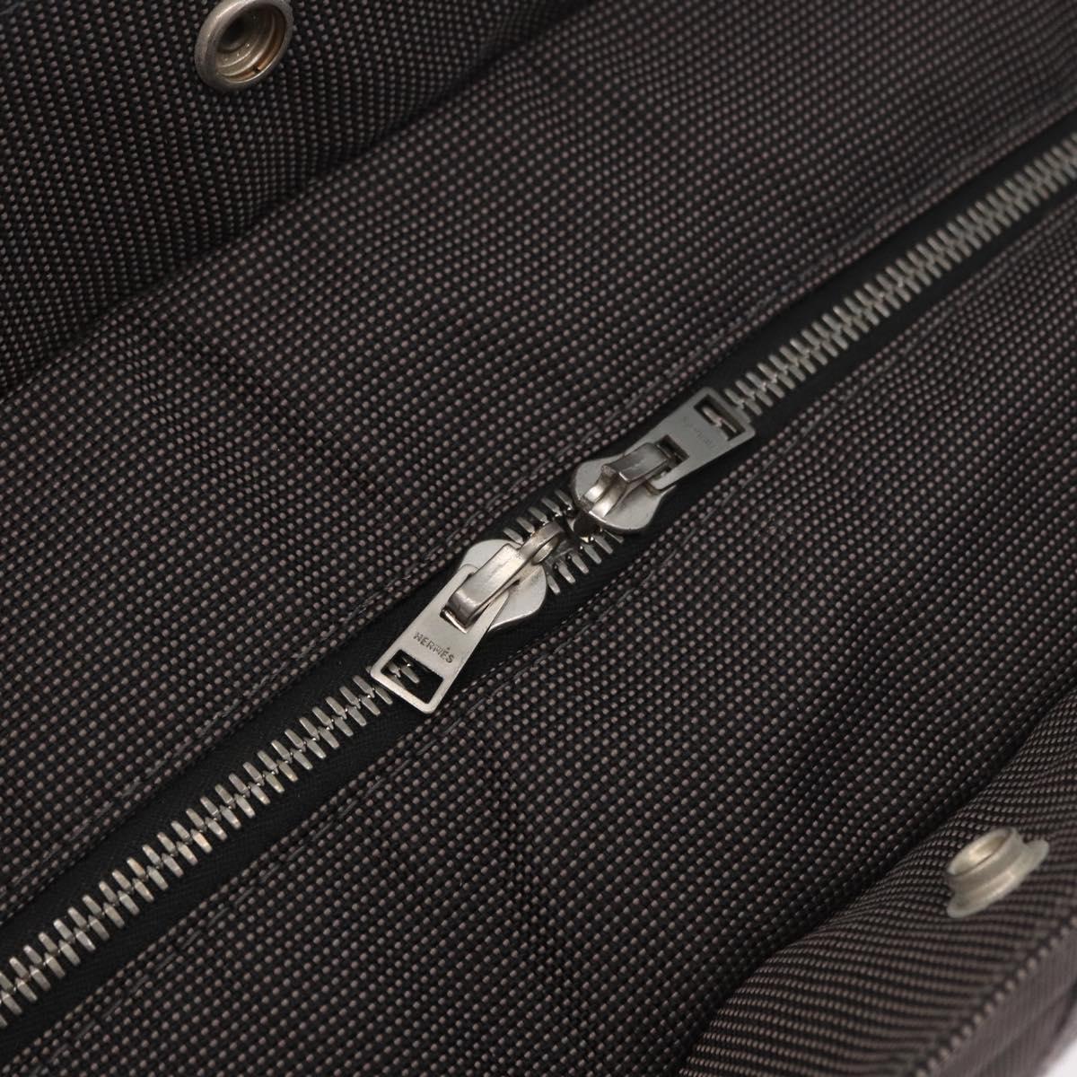HERMES Her Line GM Tote Bag Canvas Gray Silver Auth 186677